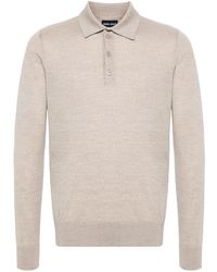Giorgio Armani - Long-Sleeve Wool Polo Shirt - Lyst