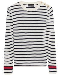 Brooks Brothers - Striped-Button Crew-Neck Sweater - Lyst