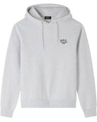 A.P.C. - Logo-Embroidered Drawstring Hoodie - Lyst