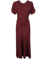 Victoria Beckham - Gathered-Detail Midi Dress - Lyst