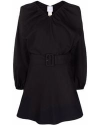 Patou - Balloon-Sleeve Belted Mini Dress - Lyst