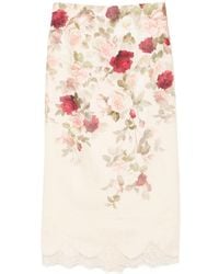 Zimmermann - Rok Met Kanten Afwerking En Bloemenprint - Lyst