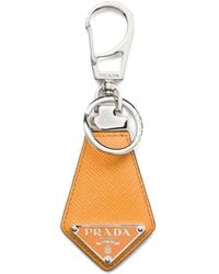 Prada - Saffiano Leather Keychain - Lyst