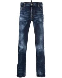 DSquared² - Logo-Patch Straight-Leg Denim Jeans - Lyst