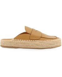 Paloma Barceló - Belinda Calidis Leather Raffia Flat Mules - Lyst