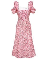 POST MERIDIEM - Abito Midi A Godet Con Scollo Quadrato - Lyst