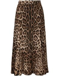 Dolce & Gabbana - Leopard-Print Cady Circle Skirt - Lyst