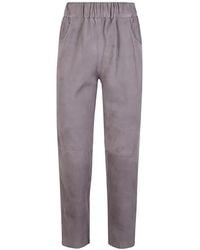 Via Masini 80 - Elasticated-Waist Suede Trousers - Lyst
