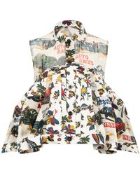 Sacai - Graphic-Print Peplum Top - Lyst