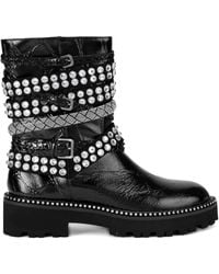 Kurt Geiger - Leather Crystal-Strap Ankle Boots - Lyst