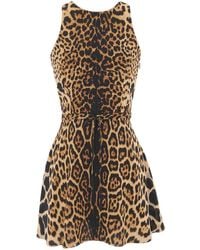 Saint Laurent - Minikleid aus Seide mit Leoparden-Print - Lyst