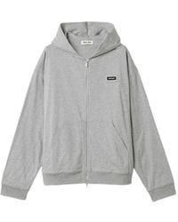 Miu Miu - Logo-Patch Zip-Up Hoodie - Lyst