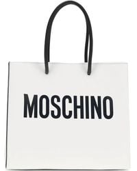 Moschino - Logo-Print Leather Tote Bag - Lyst