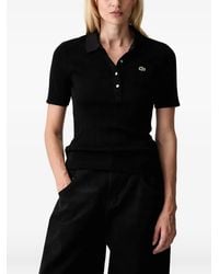 Lacoste - Logo-Patch Ribbed-Knit Polo Shirt - Lyst