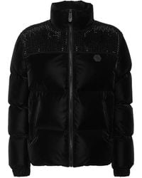 Philipp Plein - Nylon And Suede Puffer Jacket Strass - Lyst