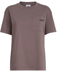 Brunello Cucinelli - Katoenen T-Shirt Met Zak - Lyst