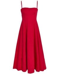 STAUD - Wylie Square-Neck Midi Dress - Lyst