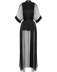 Alberta Ferretti - Sheer-Panelled Long Blouse - Lyst