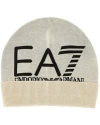 EA7 - Berretto Con Risvolto A Coste E Logo - Lyst