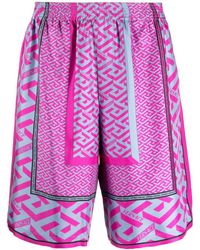 Versace - La Greca Panelled-print Bermuda Shorts - Lyst