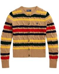 Polo Ralph Lauren - Cable-Knit Striped-Pattern Cardigan - Lyst