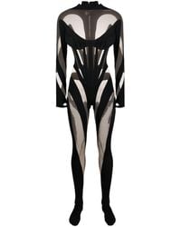 Mugler - Iconic Cut-out Detail Panelled Catsuit - Lyst