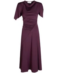Victoria Beckham - Gathered-Detail Midi Dress - Lyst