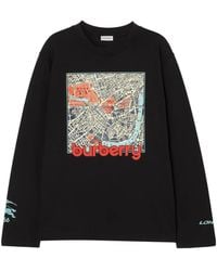 Burberry - Long-Sleeve London Map Cotton T-Shirt - Lyst