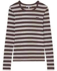 Ganni - T-Shirt Rayé À Manches Longues - Lyst