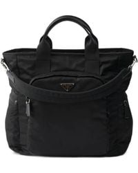 Prada - Re-Nylon And Saffiano Leather Tote Bag - Lyst