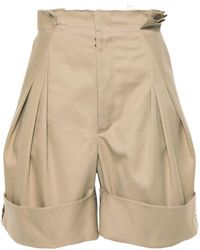 Maison Margiela - Raw Cut Shorts With Pleated Detail - Lyst