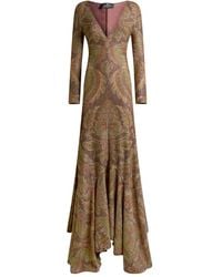 Etro - Long Jersey Dress With Floral Motif - Lyst