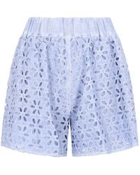 120% Lino - Broderie-Anglaise Cotton Shorts - Lyst