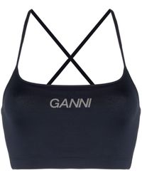 Ganni - Cropped-Top mit Logo-Print - Lyst