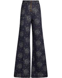 Etro - Flared Jeans Met Bloemen Jacquard - Lyst