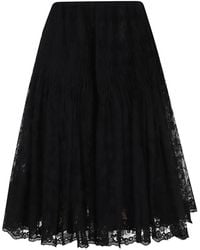 Ermanno Scervino - Pleated Lace Midi Skirt - Lyst