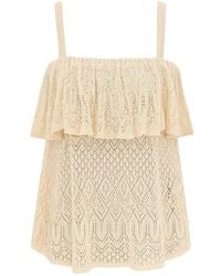 Zimmermann - Mahon Ruffled Pointelle-Knit Top - Lyst