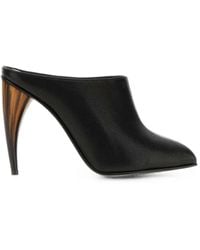 McQueen - Peep-Toe Horn-Heel Mules - Lyst