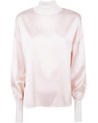 D.exterior - Blouse À Col Roulé Et Manches Bouffantes - Lyst