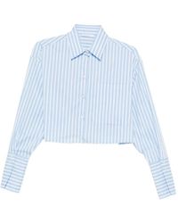 Patrizia Pepe - Striped Cropped Shirt - Lyst