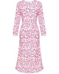 POST MERIDIEM - Floral-Print Long-Sleeve Midi Dress - Lyst