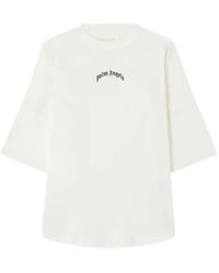Palm Angels - Gewelfd T-Shirt Met Logoprint - Lyst