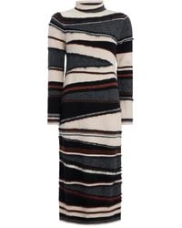 Marie Oliver - Gestreiftes Hesta Midikleid Mit Stehkragen - Lyst