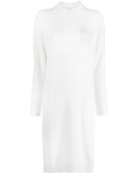 Peserico - Metallic-Threading Tricot Midi Dress - Lyst