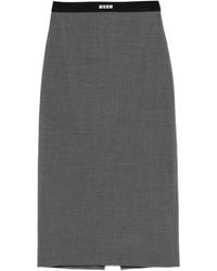 MSGM - Jupe Crayon À Taille Ceinturée - Lyst