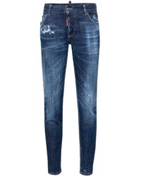 DSquared² Super Skinny Low Rise Jeans in Blue