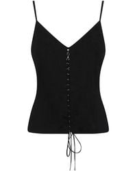 McQueen - Cotton Corset-Style Top With Tone-On-Tone Floral Embroidery - Lyst