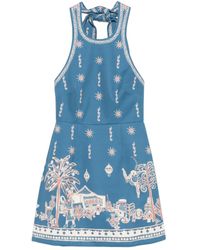 ALÉMAIS - Acacia Tie-Neck Patterned Mini Dress - Lyst