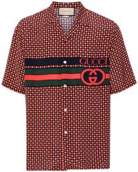Gucci - Zijden Overhemd Met Geometrische Pied-de-poule Print - Lyst
