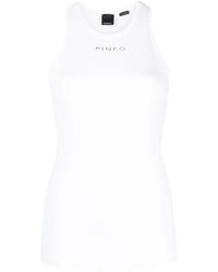 Pinko - Ribbed Top With Logo - Lyst